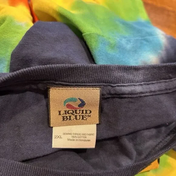 Vintage Liquid Blue Men/Women Multicolor Peace Sign Tie-Dye‎ Graphic Shirt XL